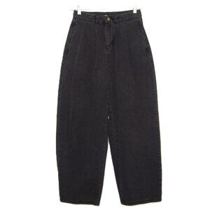 BDG Urban Outfitters Womens High Rise Barrel Leg Black Cotton Pleated Jeans